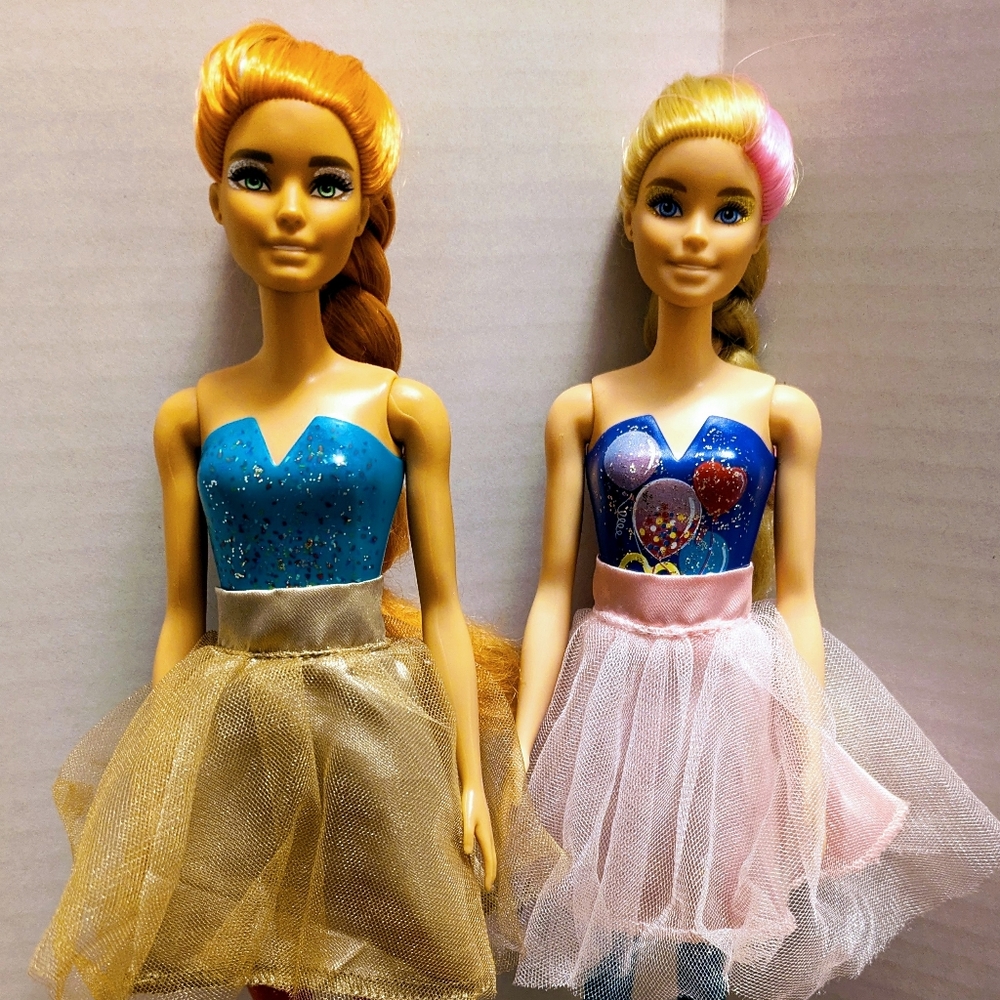 Lot of 2 Redressed Barbie Color Reveal Party Series Dolls